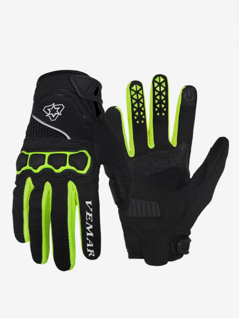 Écran Tactile Cyclisme Course Vélo Escalade Randonnée Gants Doigt Complet Hommes Vtt Long Équipement Antidérapant - Vert