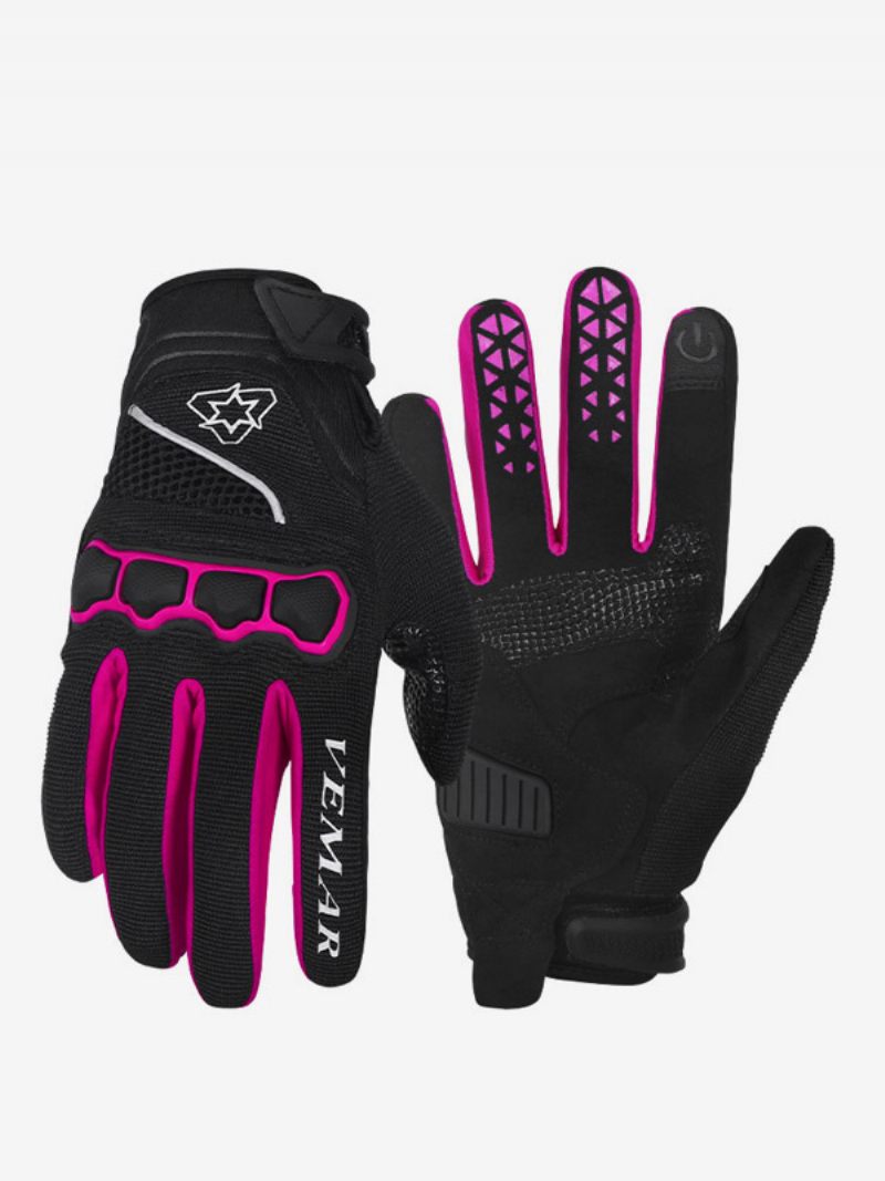 Écran Tactile Cyclisme Course Vélo Escalade Randonnée Gants Doigt Complet Hommes Vtt Long Équipement Antidérapant - Rose