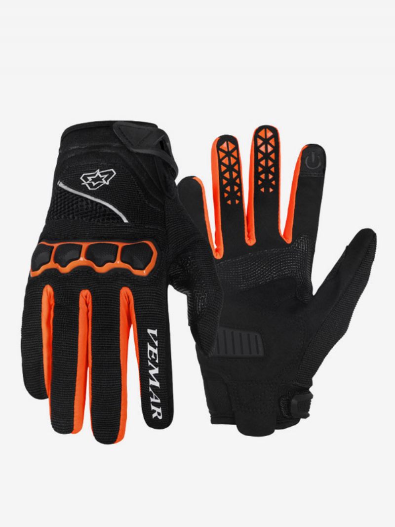 Écran Tactile Cyclisme Course Vélo Escalade Randonnée Gants Doigt Complet Hommes Vtt Long Équipement Antidérapant - Orange