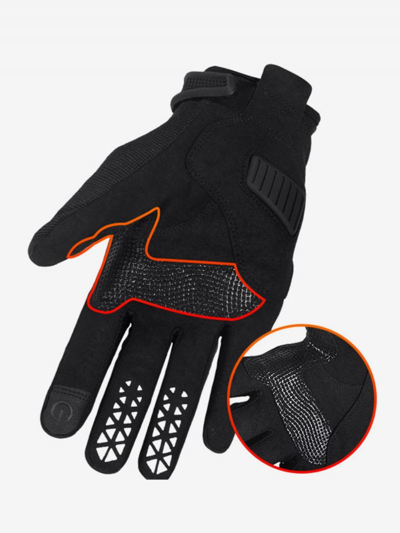 Écran Tactile Cyclisme Course Vélo Escalade Randonnée Gants Doigt Complet Hommes Vtt Long Équipement Antidérapant - Noir