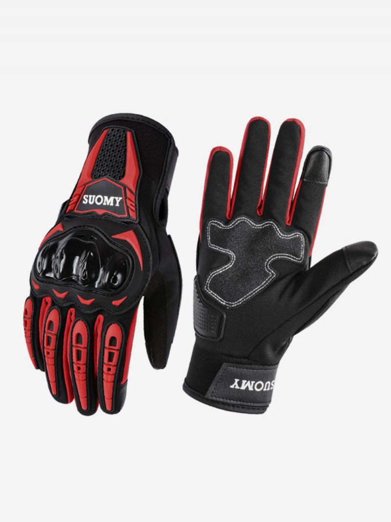 Gant Moto Pour Hommes Coque Protection Complète Des Doigts Écran Tactile Anti-chute Respirant Course Vélo Escalade Randonnée - Rouge