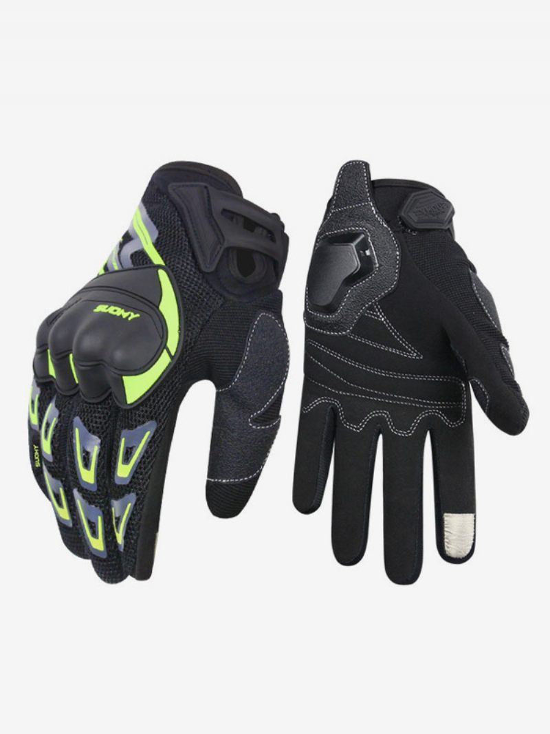 Gants Course Moto Vélo Escalade Randonnée Maille Fine Respirants Doigt Complet Pour Hommes - Vert