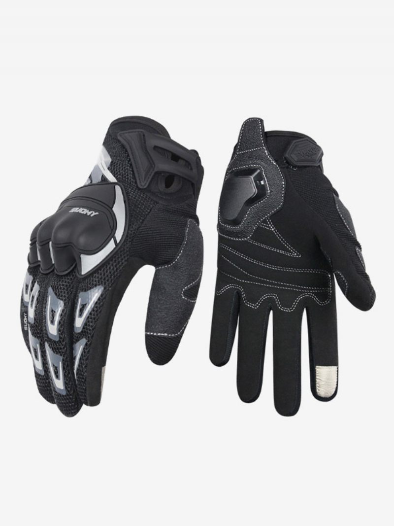 Gants Course Moto Vélo Escalade Randonnée Maille Fine Respirants Doigt Complet Pour Hommes - Noir