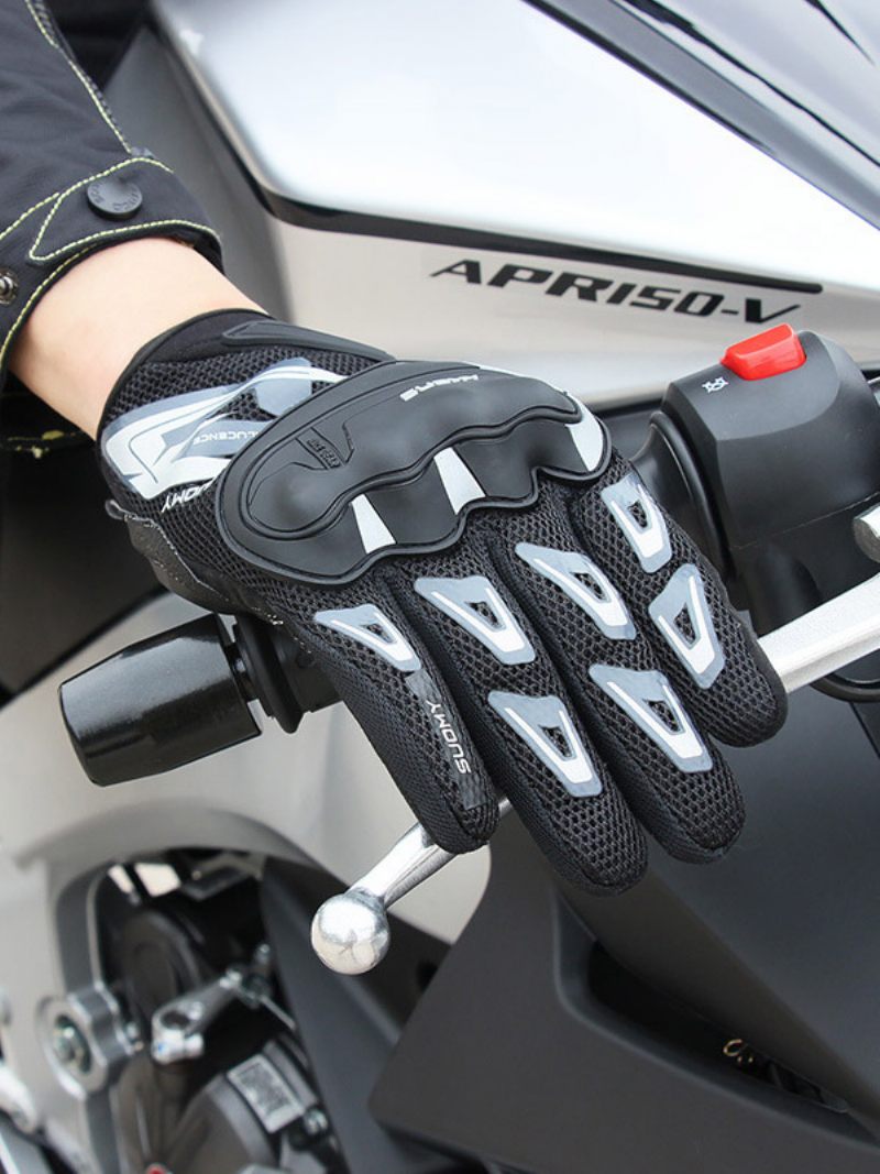 Gants Course Moto Vélo Escalade Randonnée Maille Fine Respirants Doigt Complet Pour Hommes - Noir