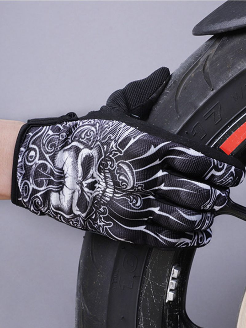 Gants Cyclisme Moto Vtt Résistant À L'usure Protection Solaire Pour Écran Tactile Mince - Noir+Blanc