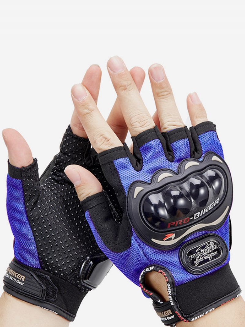 Gants Demi-doigt Imperméables Et Résistants À L'usure Pour Moto Course Vélo Escalade Randonnée - Bleu