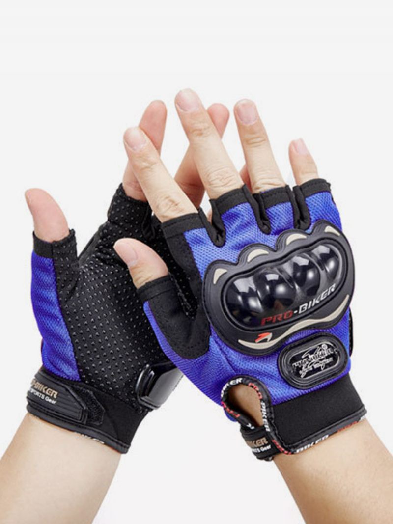 Gants Demi-doigt Imperméables Et Résistants À L'usure Pour Moto Course Vélo Escalade Randonnée - Bleu