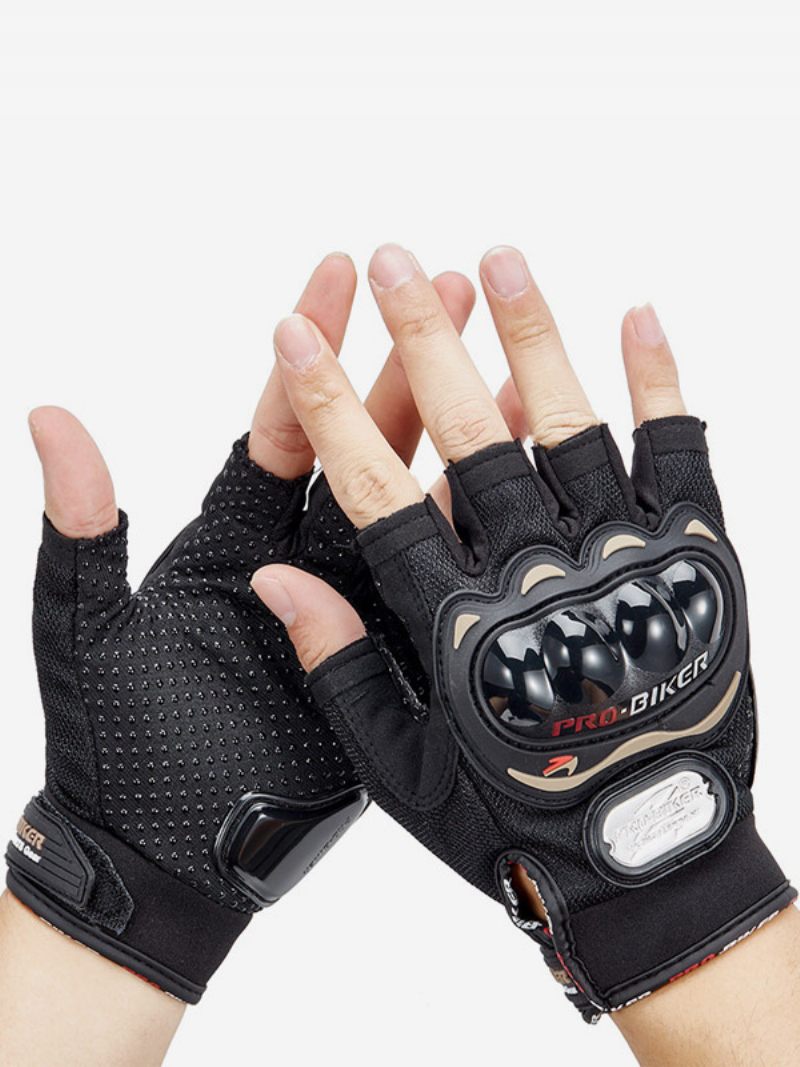 Gants Demi-doigt Imperméables Et Résistants À L'usure Pour Moto Course Vélo Escalade Randonnée - Noir