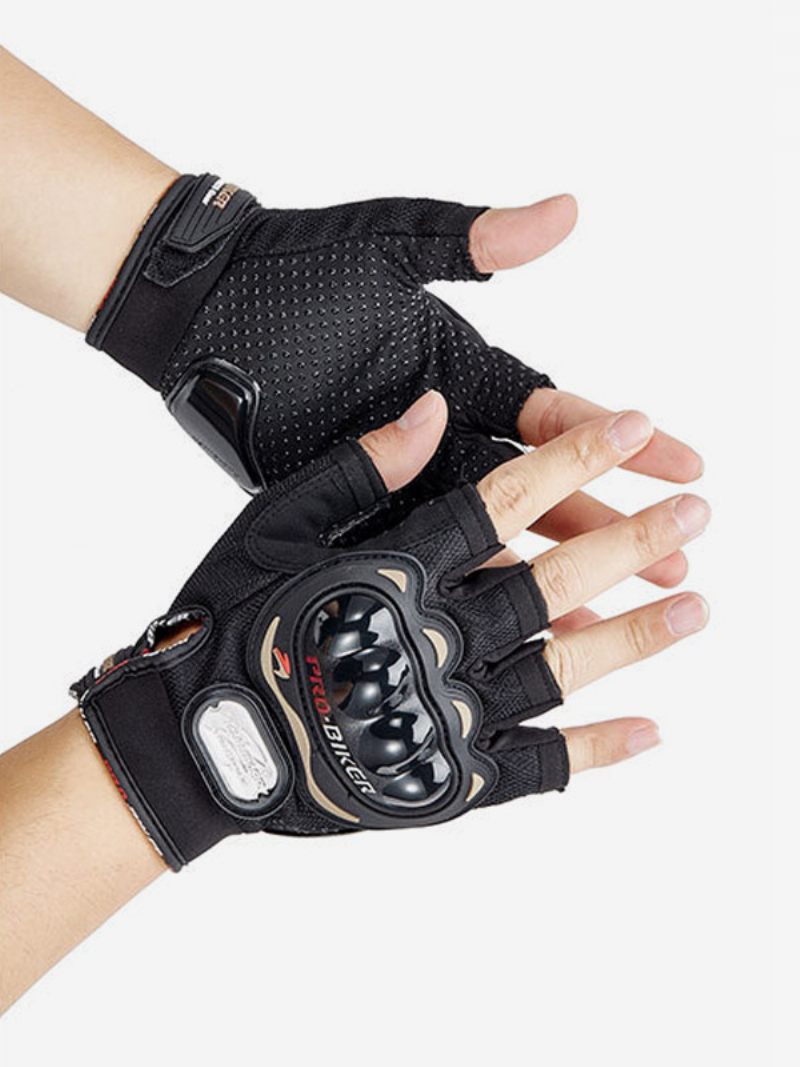 Gants Demi-doigt Imperméables Et Résistants À L'usure Pour Moto Course Vélo Escalade Randonnée - Noir