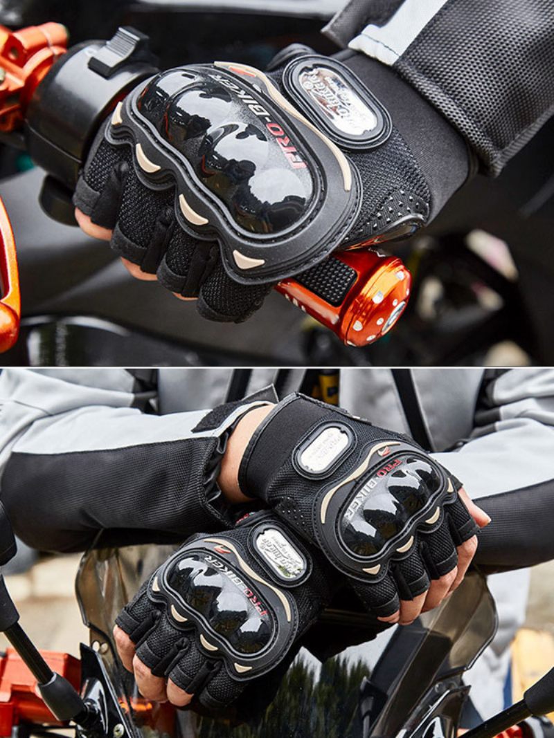 Gants Demi-doigt Imperméables Et Résistants À L'usure Pour Moto Course Vélo Escalade Randonnée - Noir