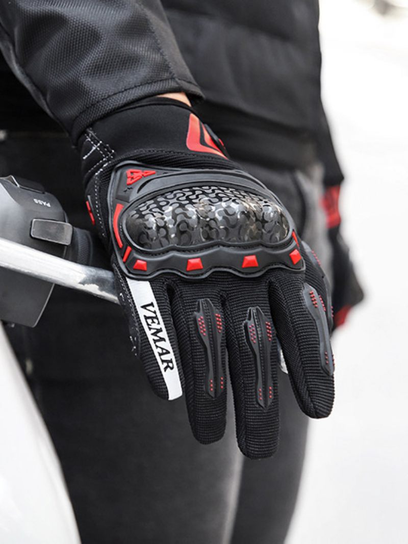 Gants D'équitation Pour Moto Chauds Anti-chute Antidérapants Résistants À L'usure Course Vélo Escalade Randonnée Écran Tactile - Rouge