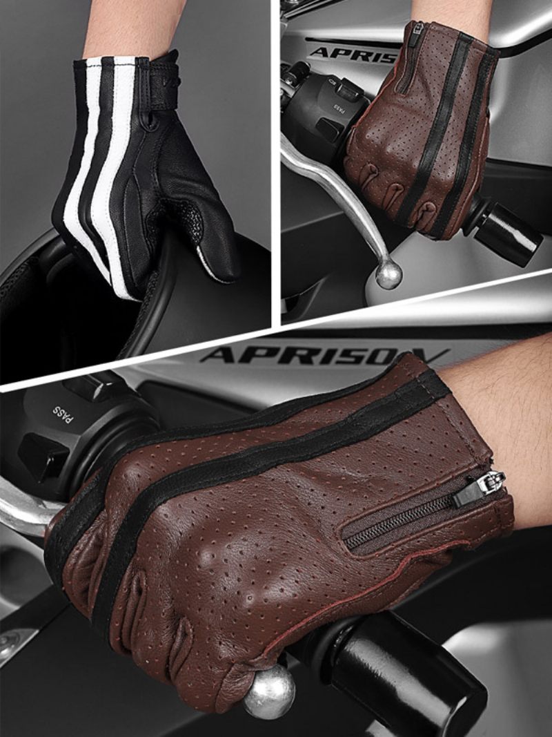 Gants D'équitation Pour Moto Course Vélo Escalade Randonnée Hiver Chauds Imperméables Coupe-vent Écran Tactile - Marron Café