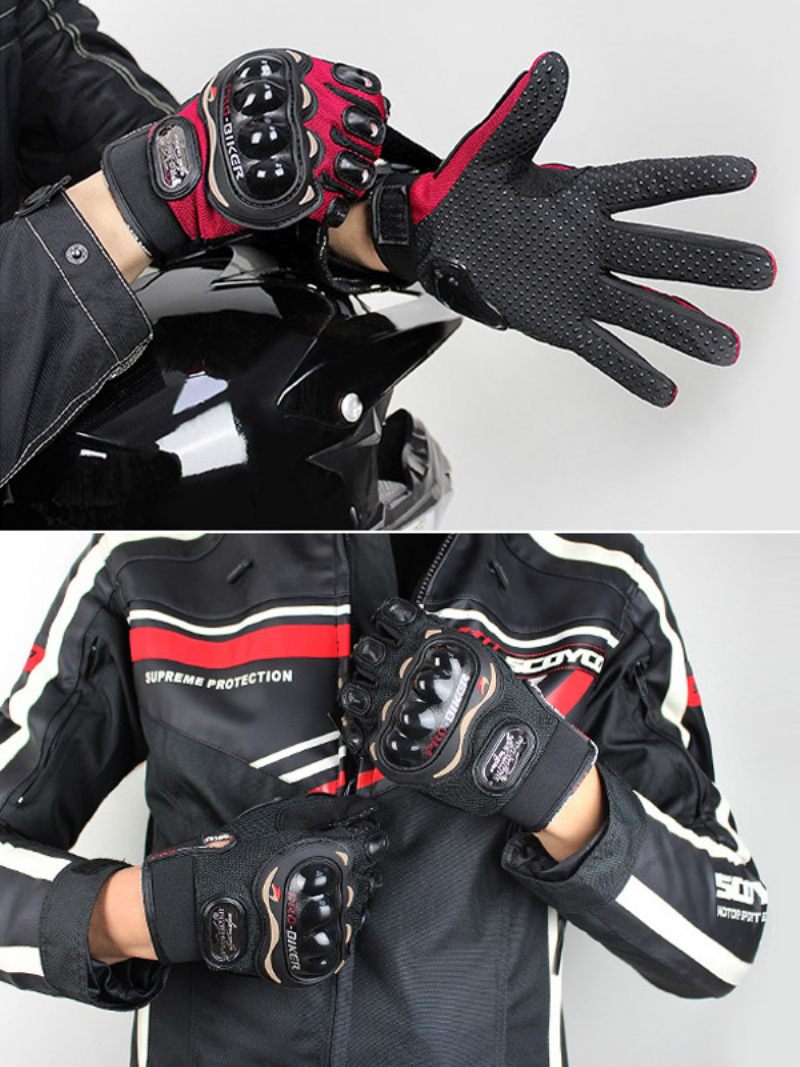 Gants D'équitation Moto Pour Hommes Course Vélo D'escalade Randonnée Anti-chute Antidérapants Respirants - Rouge