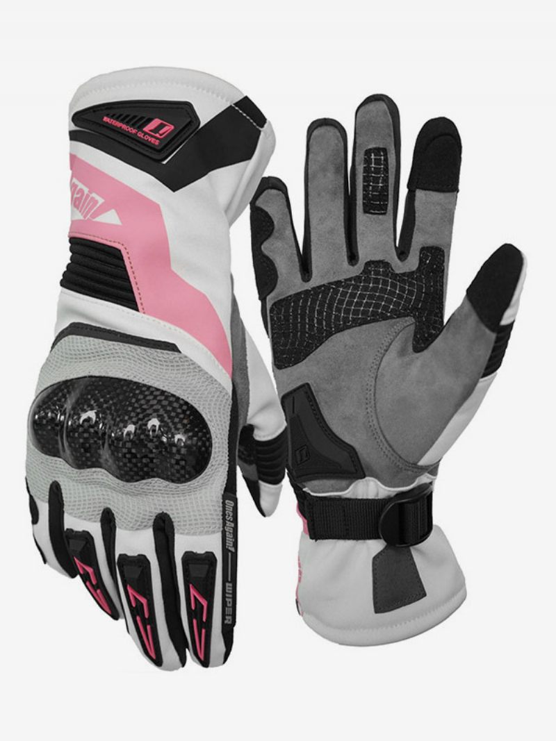 Gants D'équitation Moto Pour Hommes Longs Imperméables Et Coupe-vent Course Vélo Escalade Randonnée - Rose