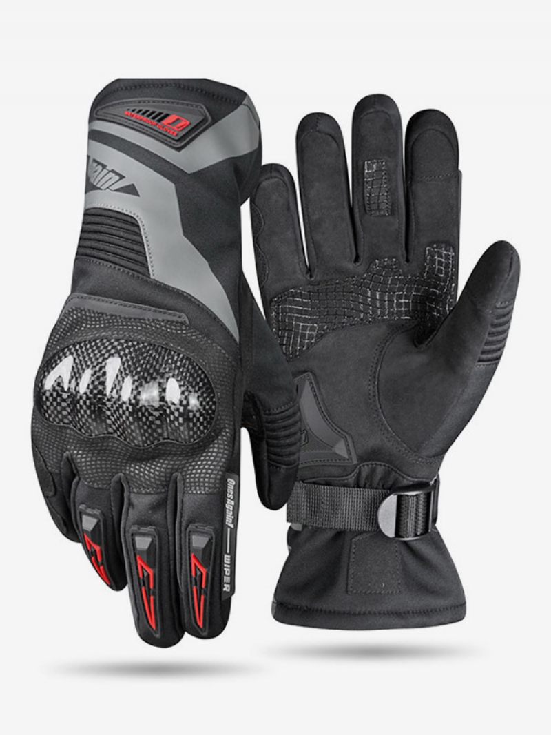 Gants D'équitation Moto Pour Hommes Longs Imperméables Et Coupe-vent Course Vélo Escalade Randonnée - Noir