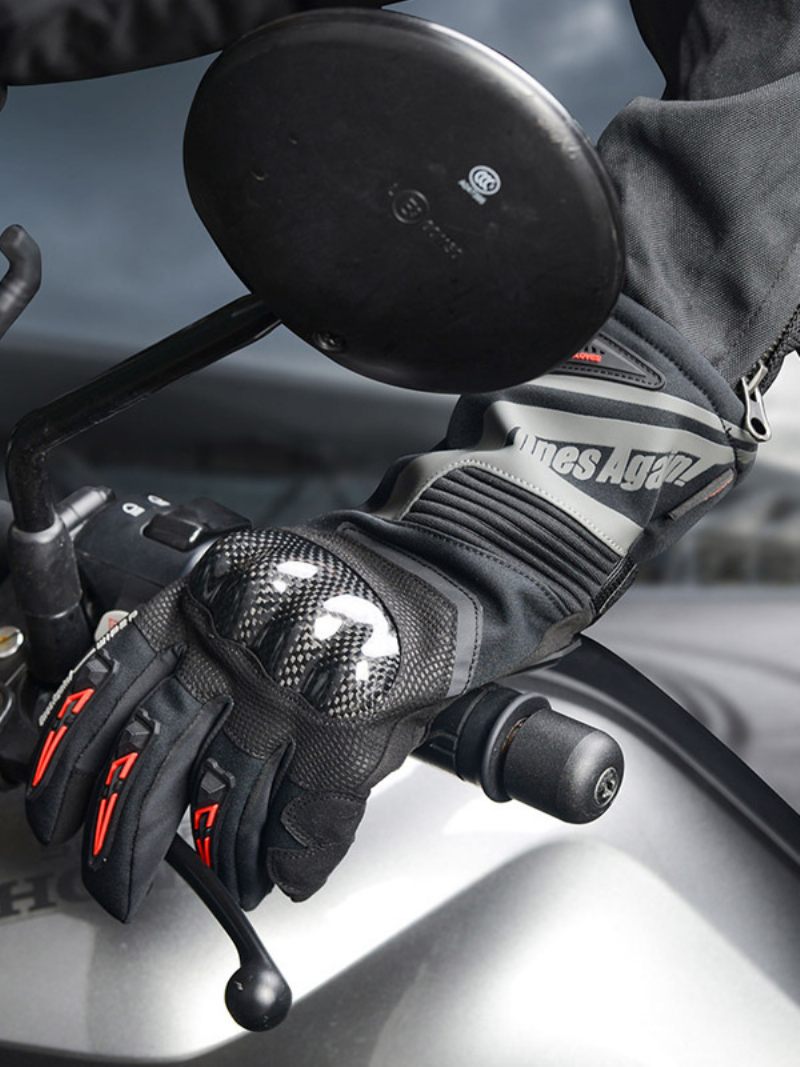 Gants D'équitation Moto Pour Hommes Longs Imperméables Et Coupe-vent Course Vélo Escalade Randonnée - Noir