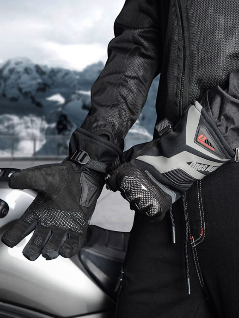 Gants D'équitation Moto Pour Hommes Longs Imperméables Et Coupe-vent Course Vélo Escalade Randonnée - Noir