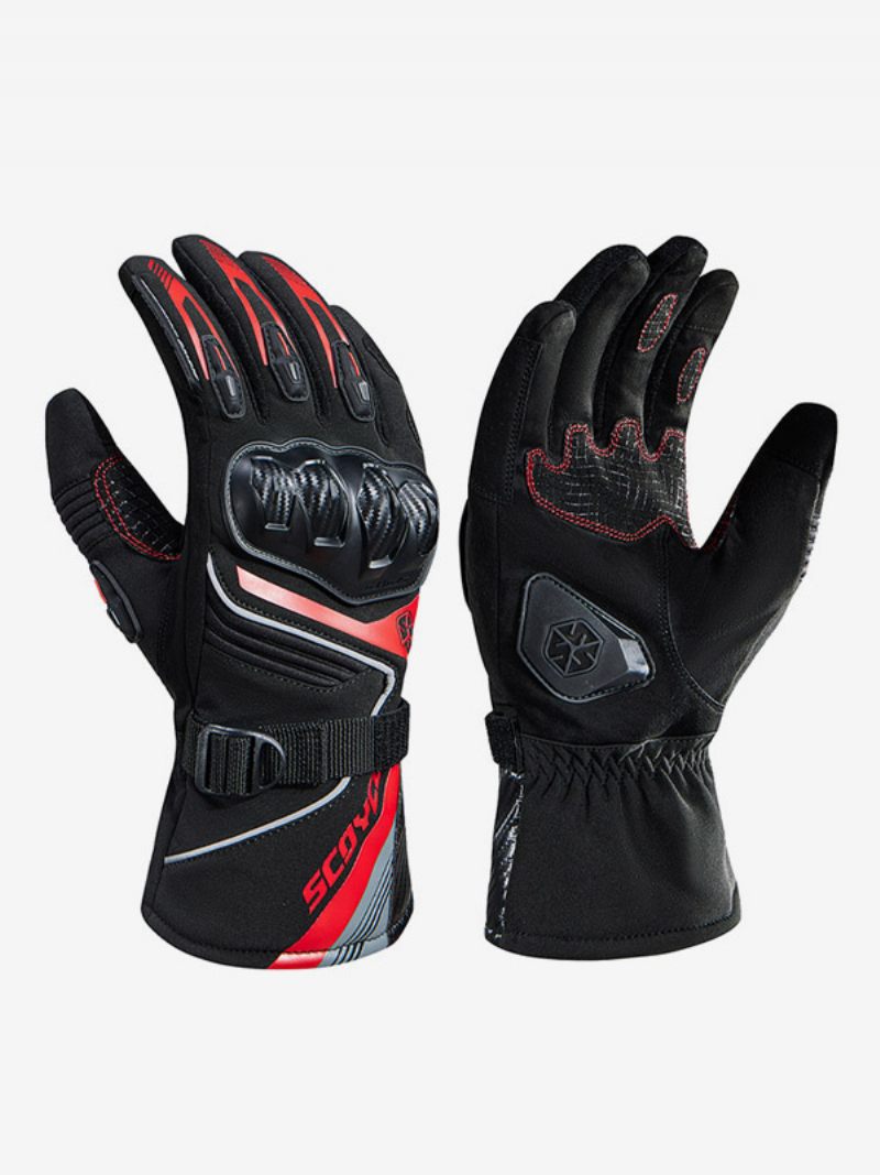 Gants D'équitation Moto Voyage Chaud Résistant À L'usure Anti-chute Imperméable Course Vélo Escalade Randonnée Cavalier Complets - Rouge