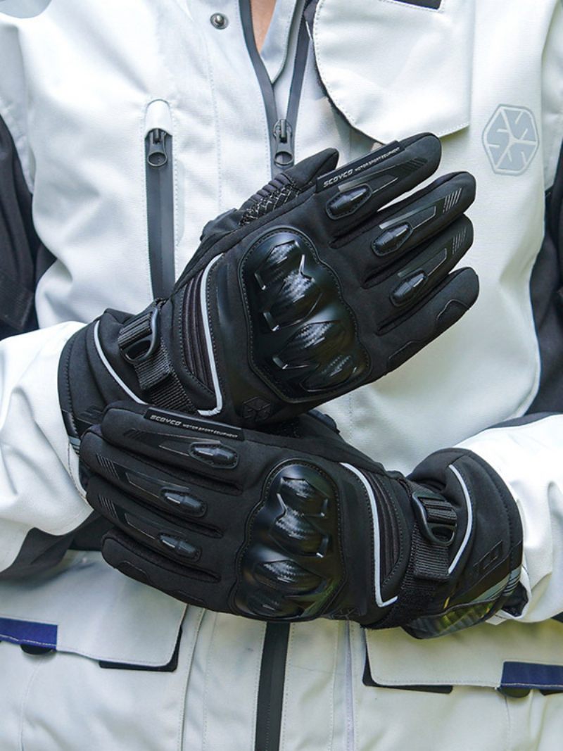 Gants D'équitation Moto Voyage Chaud Résistant À L'usure Anti-chute Imperméable Course Vélo Escalade Randonnée Cavalier Complets - Noir