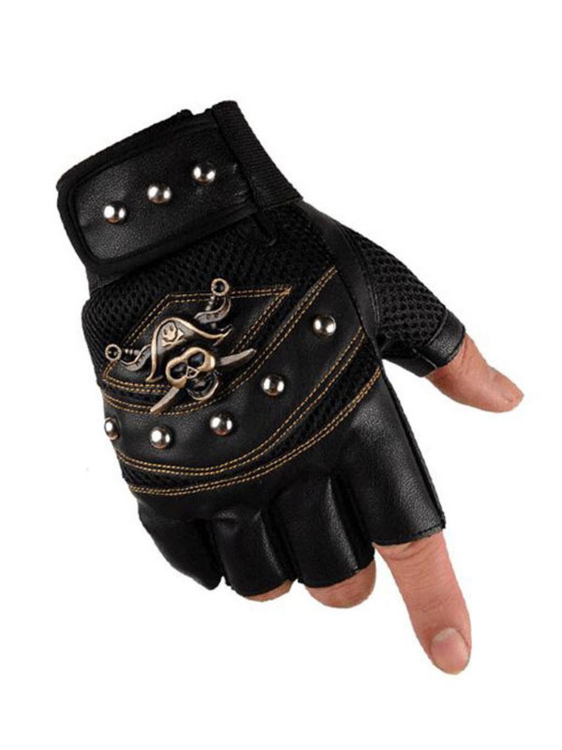 Gants Homme Chic Skull Polyester Noirs - Noir