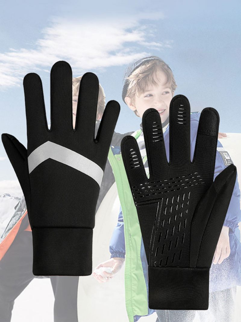 Gants Pour Hommes Color Block Polyester - Noir