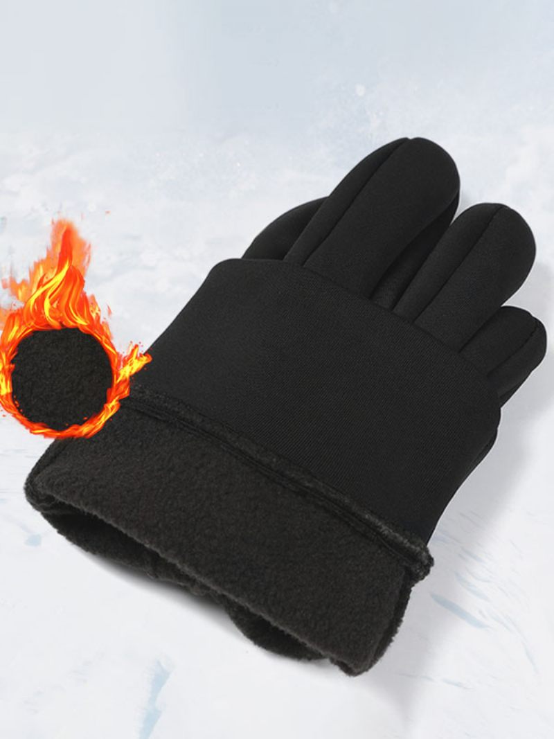 Gants Pour Hommes Color Block Polyester - Noir