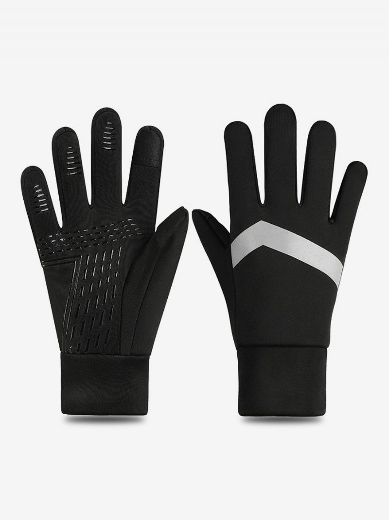 Gants Pour Hommes Color Block Polyester - Noir