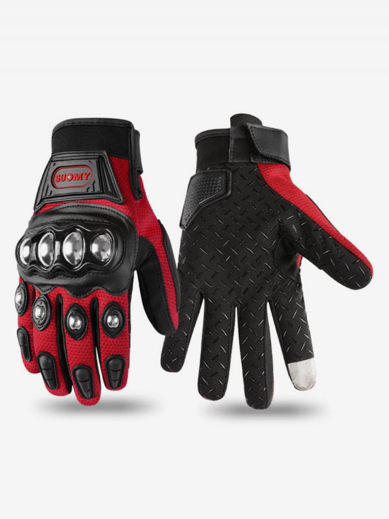 Gants Moto Acier Inoxydable Anti-chute Pour Course Vélo Escalade Randonnée Doigts Complets Femmes - Rouge