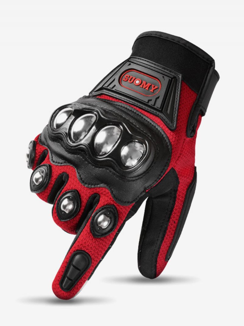 Gants Moto Acier Inoxydable Anti-chute Pour Course Vélo Escalade Randonnée Doigts Complets Femmes - Rouge