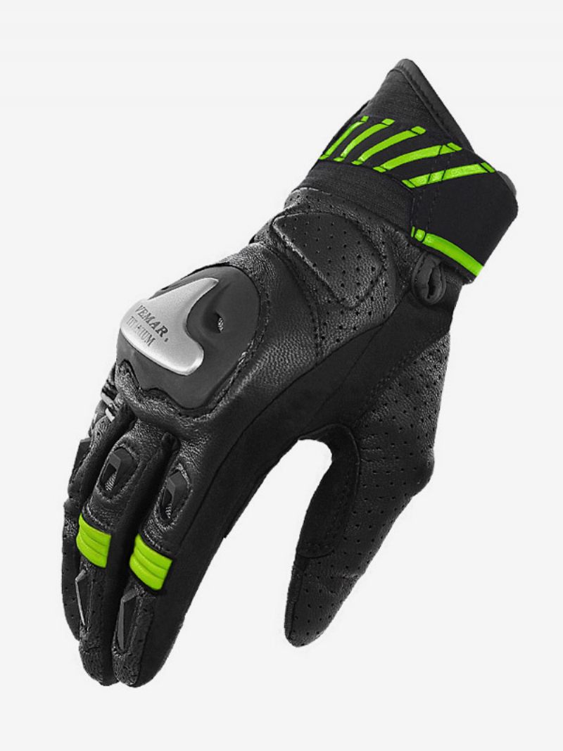 Gants Moto Cuir Véritable Pour Course Vélo Escalade Randonnée Anti-chute Et Coupe-vent Sur Route - Vert