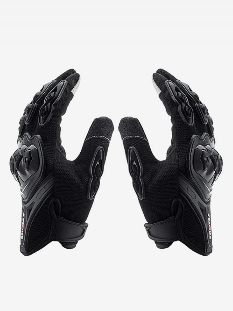 Gants Moto Cuir Véritable Pour Hommes Avec Écran Tactile Course Vélo Escalade Randonnée - Noir