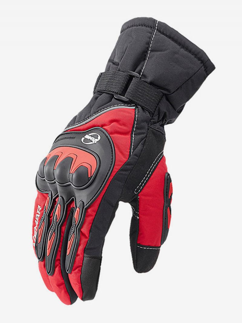 Gants Moto Imperméables D'hiver D'équitation À Écran Tactile Chauds Et Coupe-vent Pour Course Vélo Escalade Randonnée - Rouge