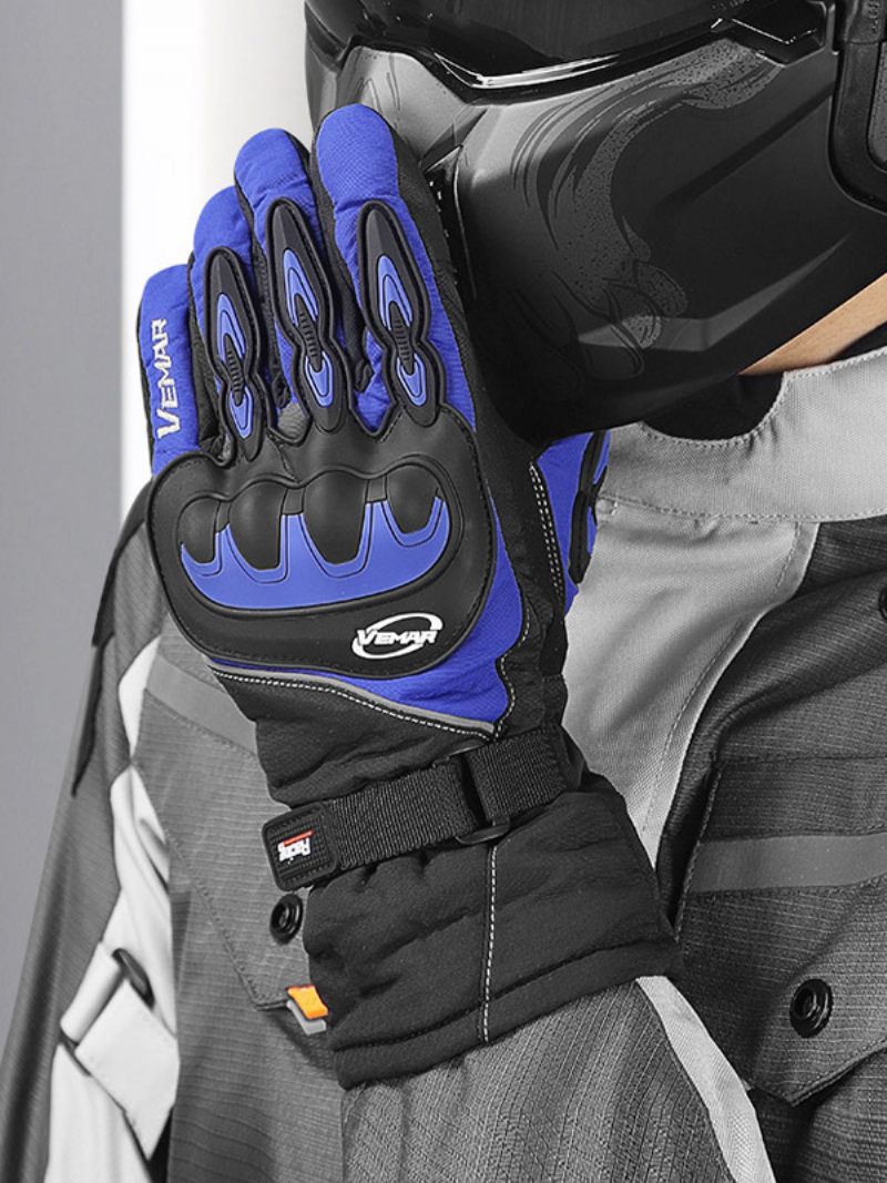 Gants Moto Imperméables D'hiver D'équitation À Écran Tactile Chauds Et Coupe-vent Pour Course Vélo Escalade Randonnée - Bleu