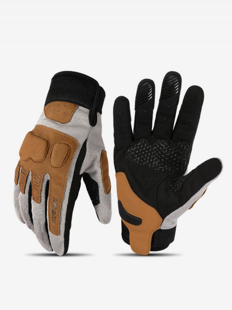 Gants Moto Macaron Rétro Maille Pour Écran Tactile Anti-chute Cyclisme Course Escalade Randonnée - Marron Café