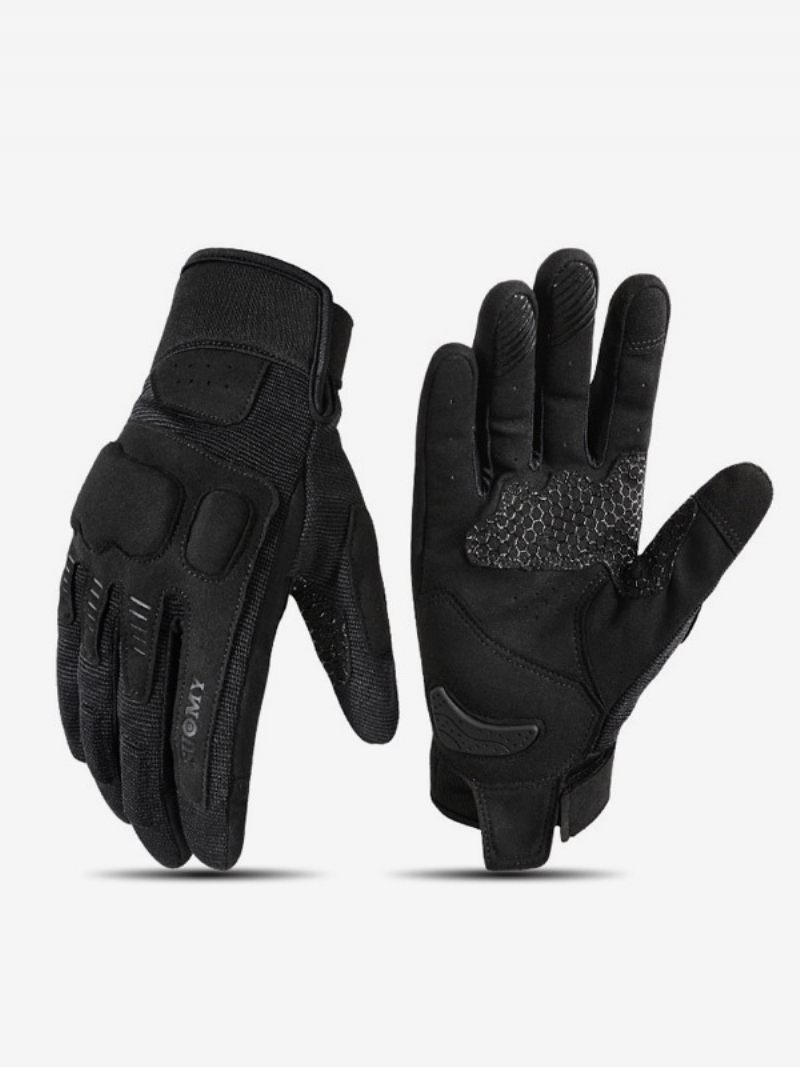 Gants Moto Macaron Rétro Maille Pour Écran Tactile Anti-chute Cyclisme Course Escalade Randonnée - Noir