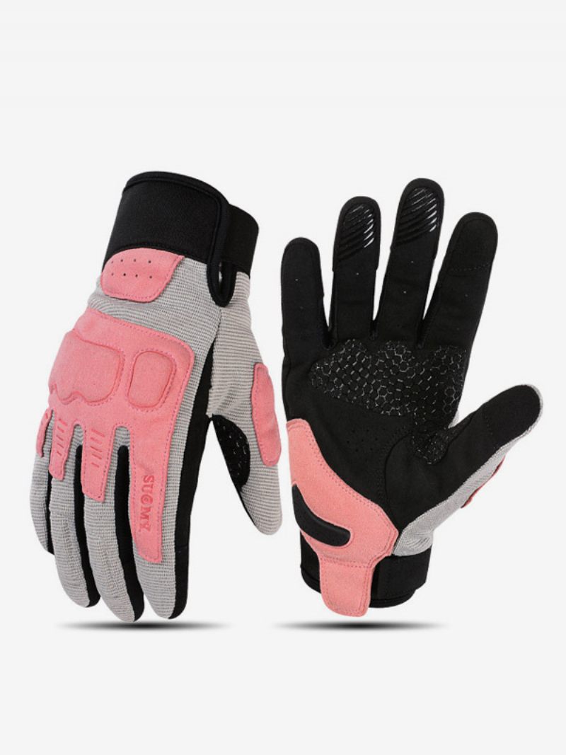 Gants Moto Macaron Rétro Maille Respirante Pour Écran Tactile Anti-chute Cyclisme Course Escalade Randonnée - Rose