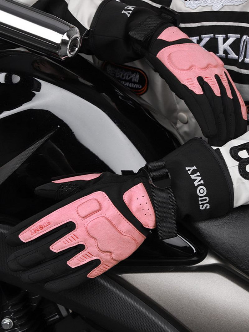 Gants Moto Respirants Cuir Véritable Anti-chute Pour Course Vélo Escalade Randonnée - Rose