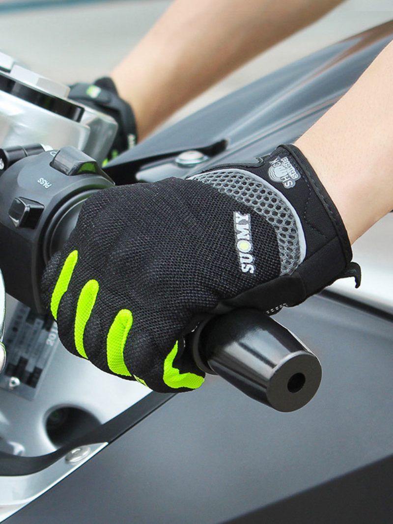 Gants Moto Tout-terrain Anti-chute Antidérapants Respirants Pour Course Équipement Conduite D'été Hommes - Vert