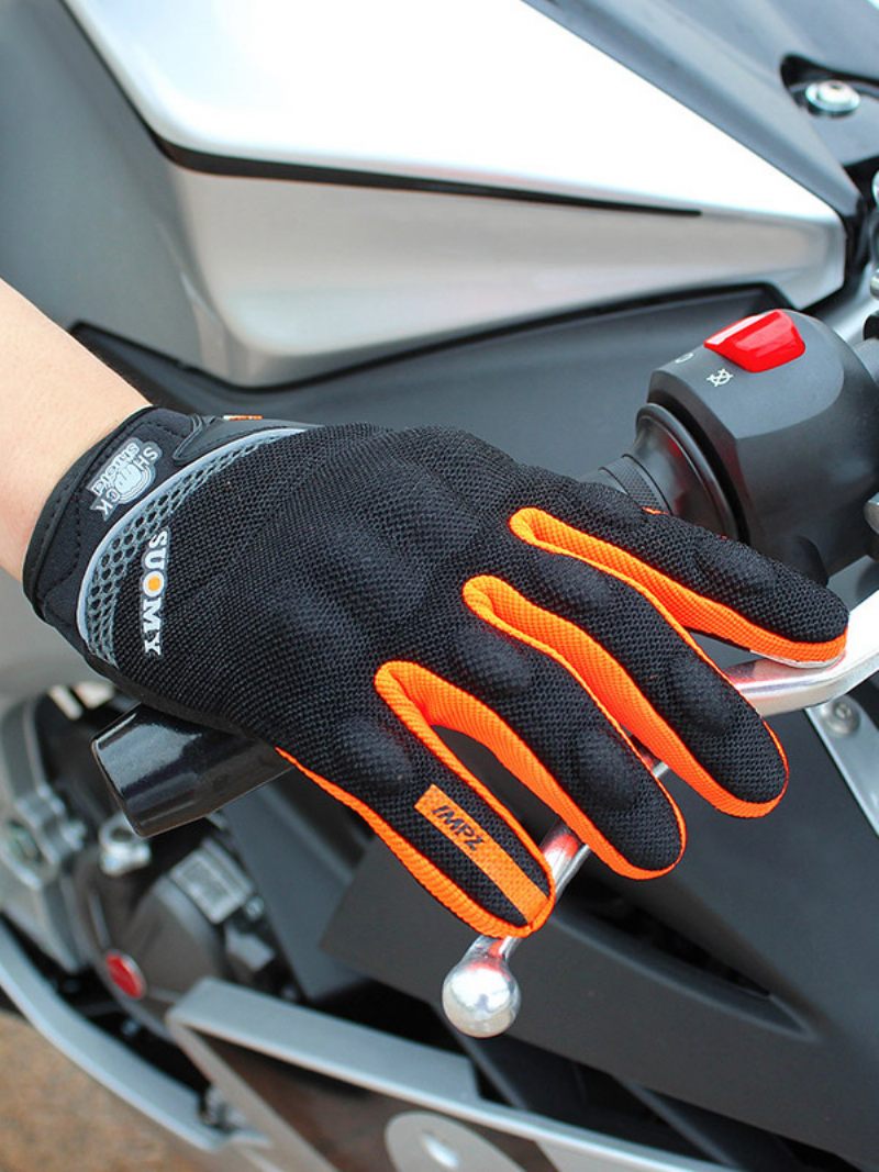 Gants Moto Tout-terrain Anti-chute Antidérapants Respirants Pour Course Équipement Conduite D'été Hommes - Orange