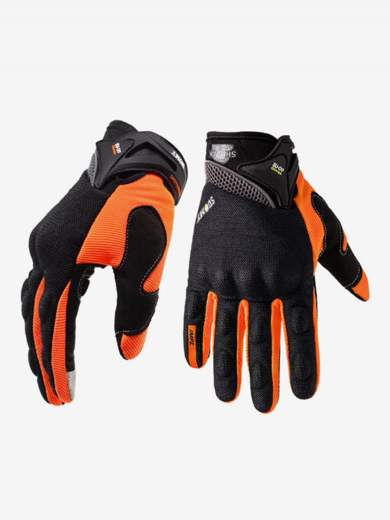 Gants Moto Tout-terrain Anti-chute Antidérapants Respirants Pour Course Équipement Conduite D'été Hommes - Orange