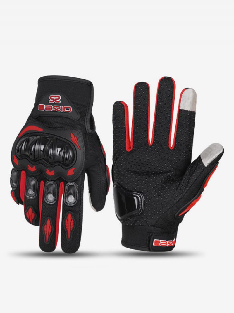 Gants Moto Tout-terrain Anti-chute Antidérapants Respirants Pour Équitation Vtt Course D'été Complets - Rouge