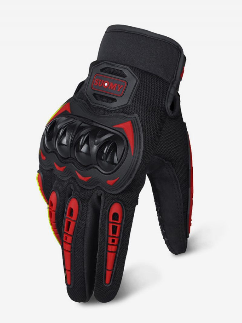 Gants Moto Tout-terrain Anti-chute Antidérapants Respirants Pour Équitation Vtt Course D'été Complets - Rouge