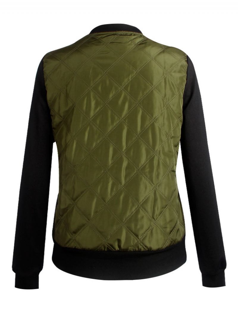 Blouson Aviateur Femme Col Montant Vestes Matelassées - Vert Chasseur