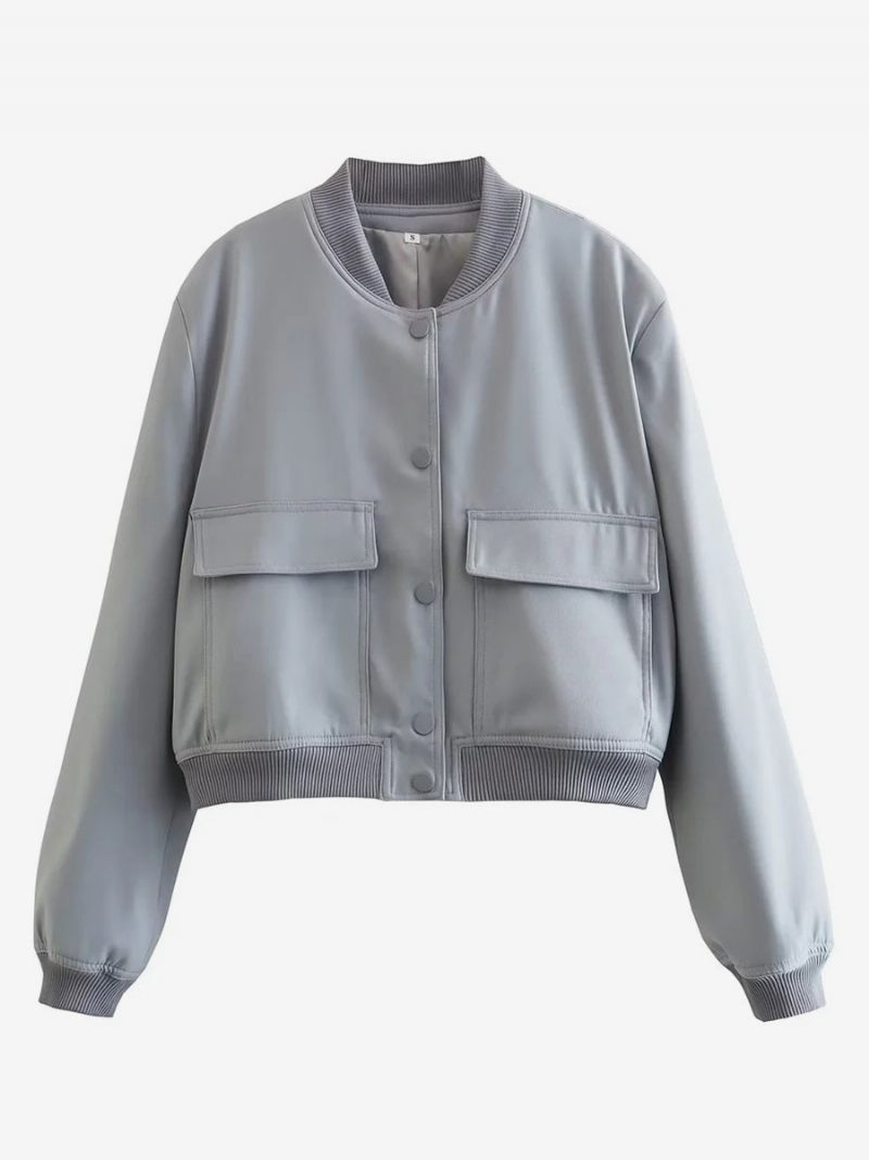 Bomber Jacket Casual Street Wear Varsity Pour Femme - Gris