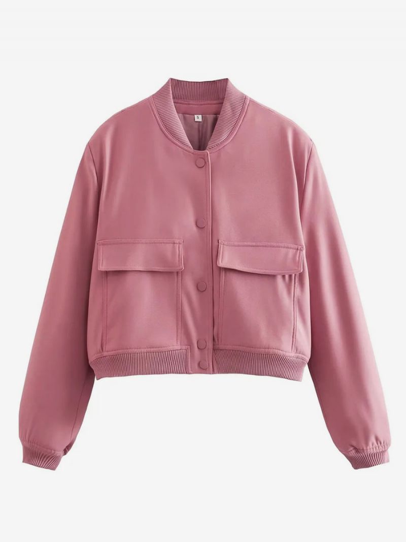 Bomber Jacket Casual Street Wear Varsity Pour Femme - Rose