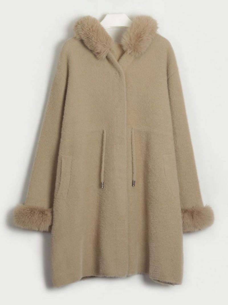 Veste Pour Femme Manches Longues À Capuche Surdimensionnée Vêtements D'extérieur D'automne Et D'hiver - Camel