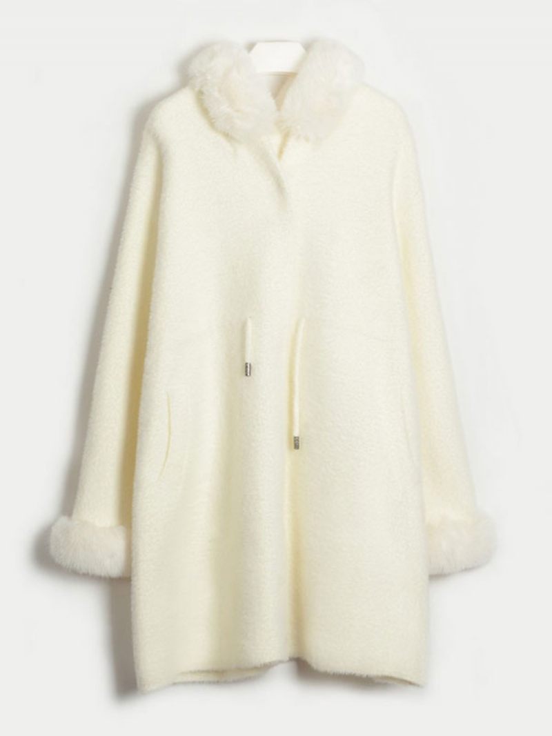 Veste Pour Femme Manches Longues À Capuche Surdimensionnée Vêtements D'extérieur D'automne Et D'hiver - Blanc