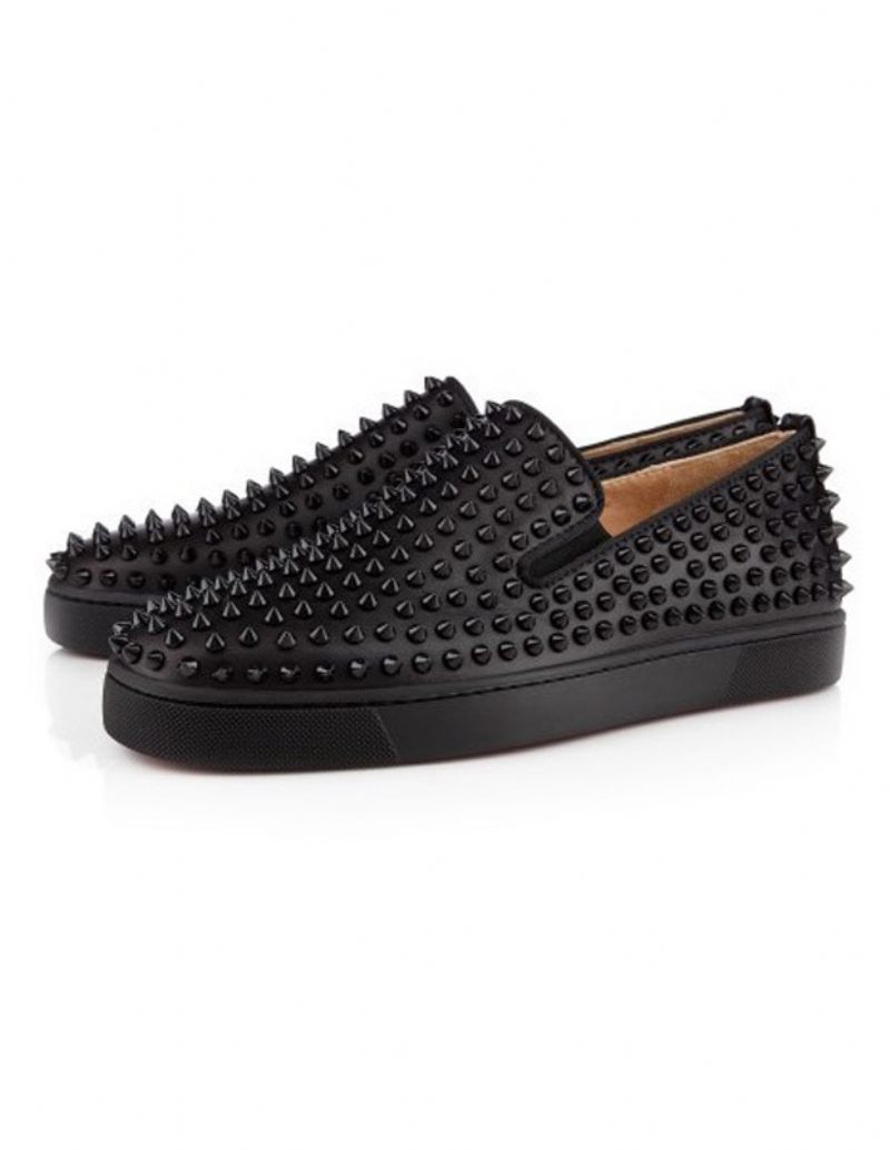 Baskets Noires À Enfiler Bout Rond Spikes Pour Hommes - Noir