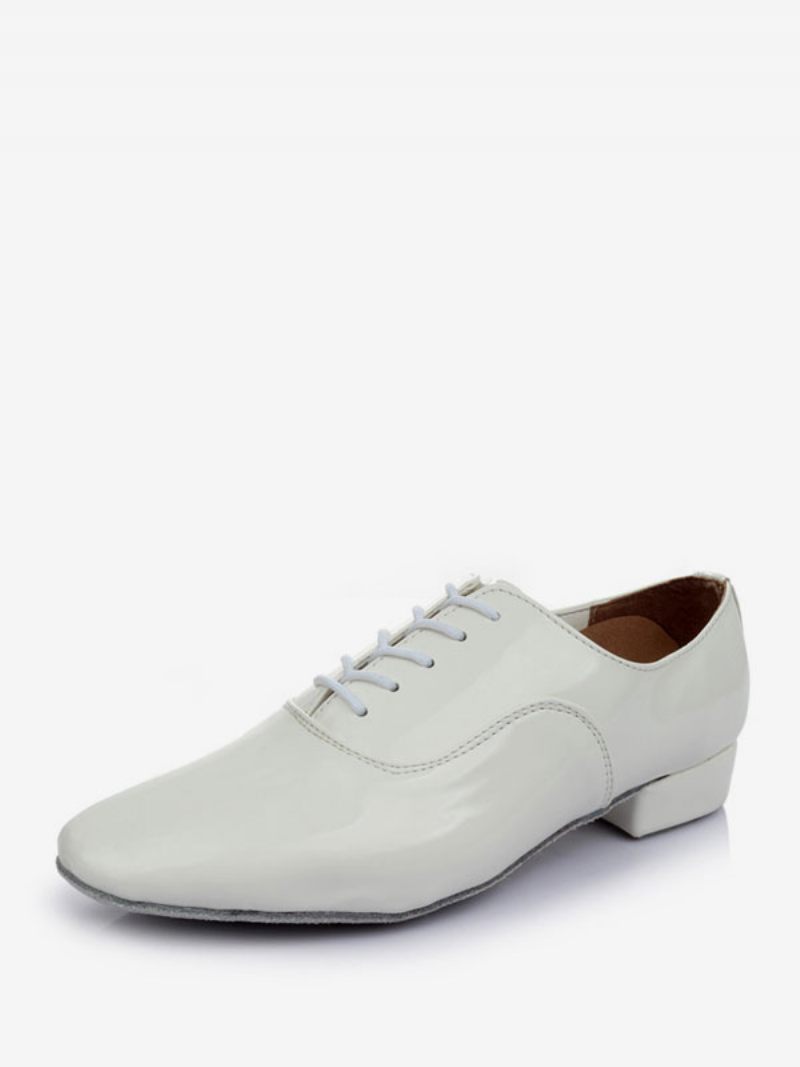 Chaussures Danse Salon À Talon Épais Pour Hommes - Blanc