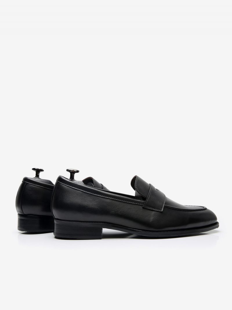 Chaussures Habillées Pour Hommes Mode Bout Rond À Lacets Peau Vache - Noir